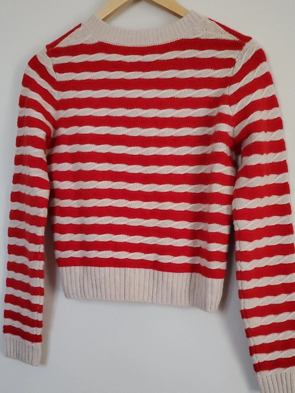 Autumn Cashmere Red & Cream Striped Button-Front Cardigan